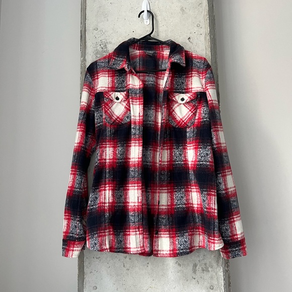 Eddie Bauer Tops - Eddie Bauer Flannel Plaid Fleece Shacket